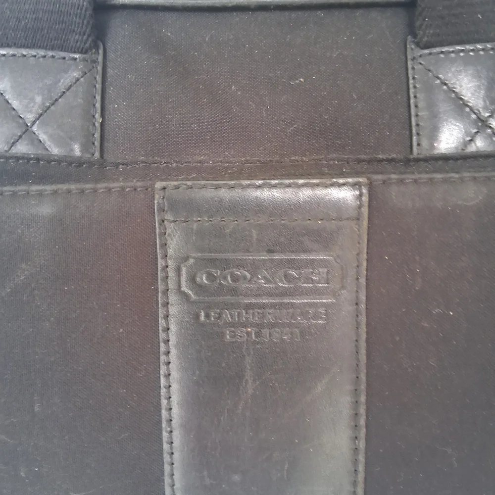 Coach Canvas & Leather Crossbody Laptop Bag Black